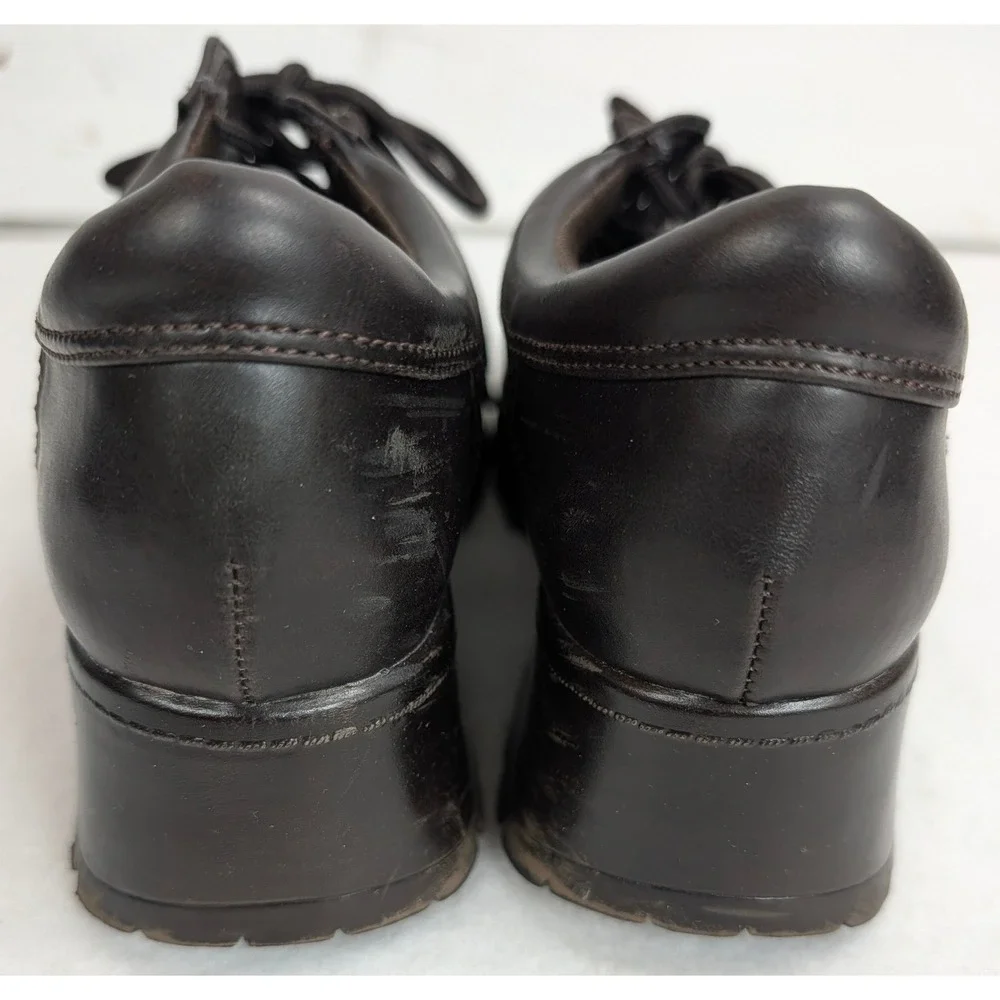 Lower East Side Womens 6.5 Brown Platform Oxford Shoes Y2K Chunky Wedge Lug